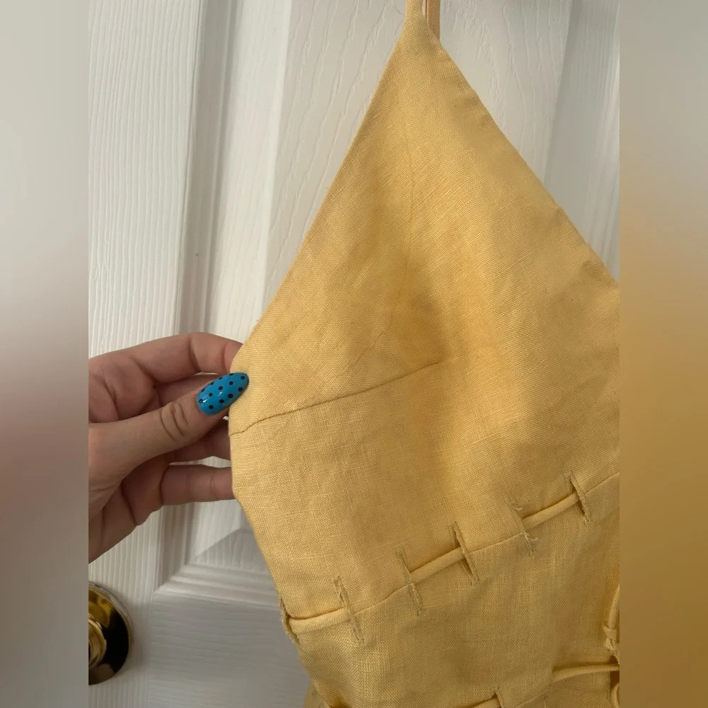 Reformation Clover Linen Dress Buttercup Yellow Size 6 - Picture 5 of 13